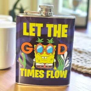 SpongeBob Flask Let the Good Times Flow 7oz Stainless Steel 2020 Nickelodeon